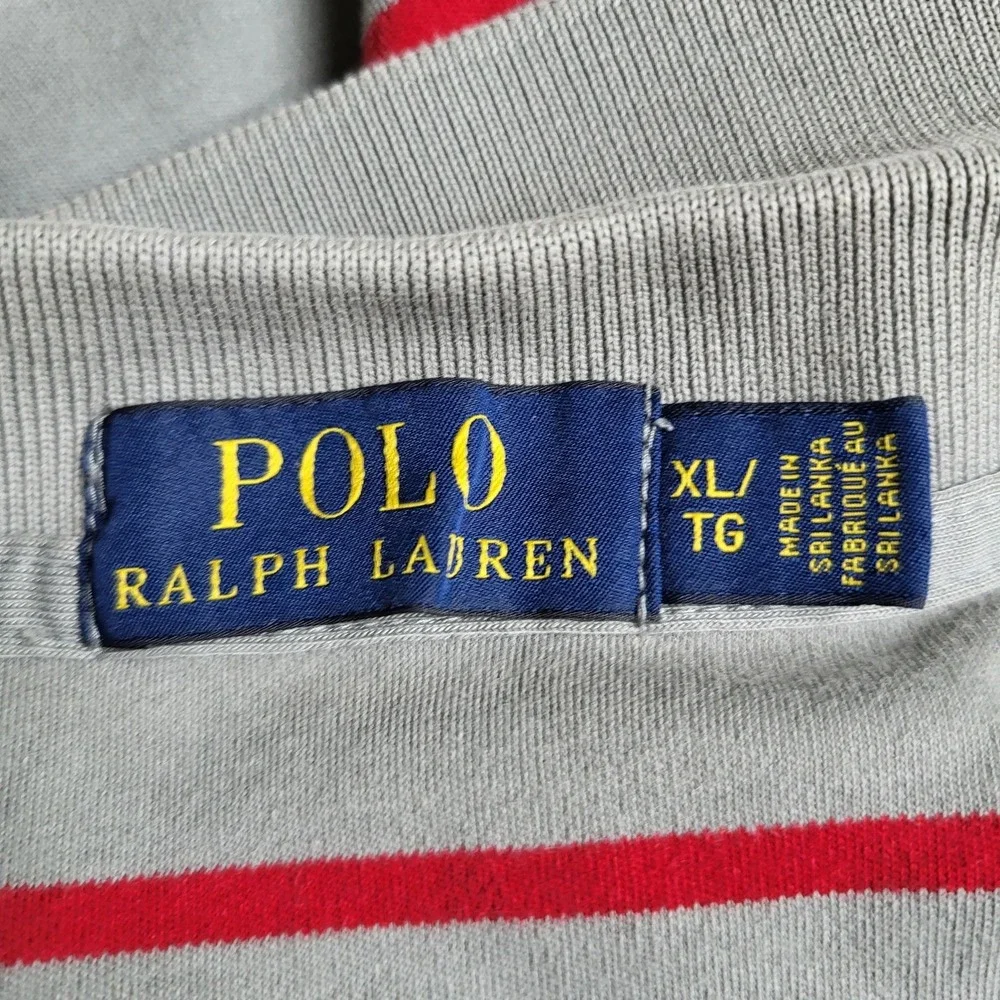 Polo Ralph Lauren Men Polo XL‎ Gray Pony Embroidery Striped Short Sleeve